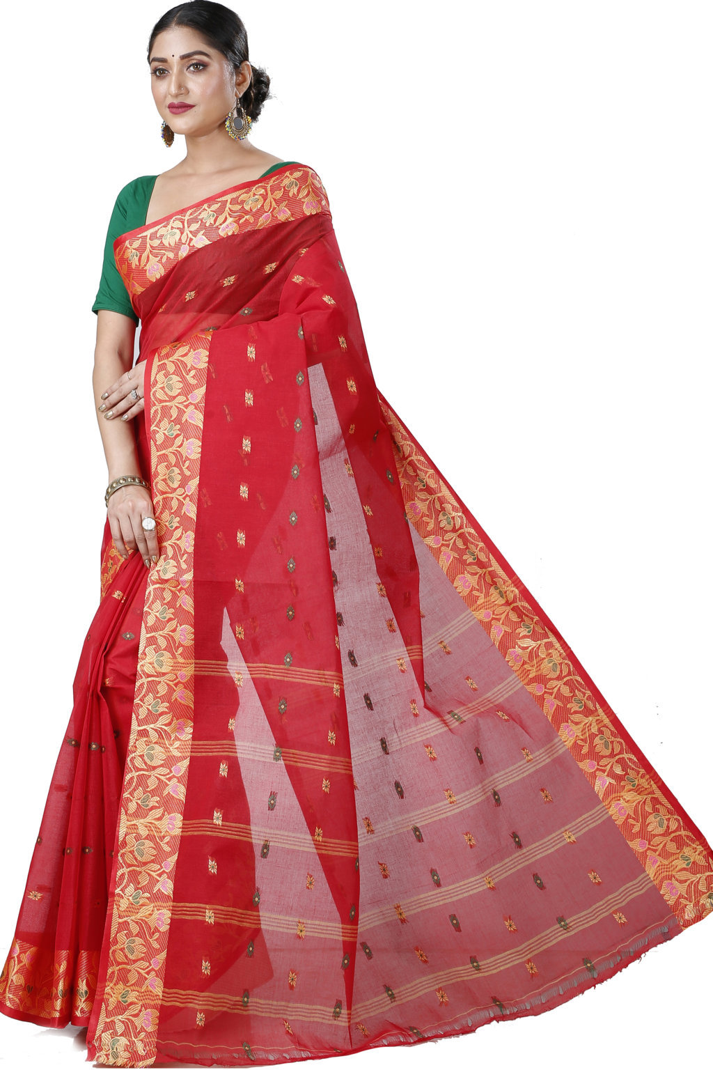 Red Pure Cotton Gopika Tant Saree (1058)
